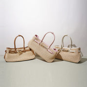 Leather Straw Women Handbag