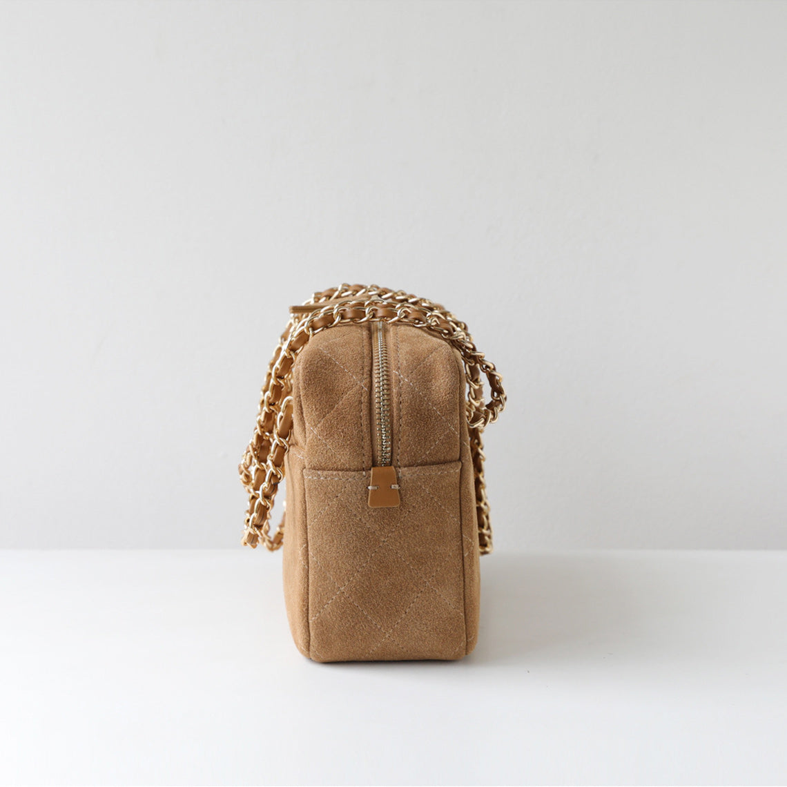 Suede Quilted Camera Bag
