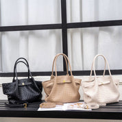 Top Grain Leather Wings Woven Handbag