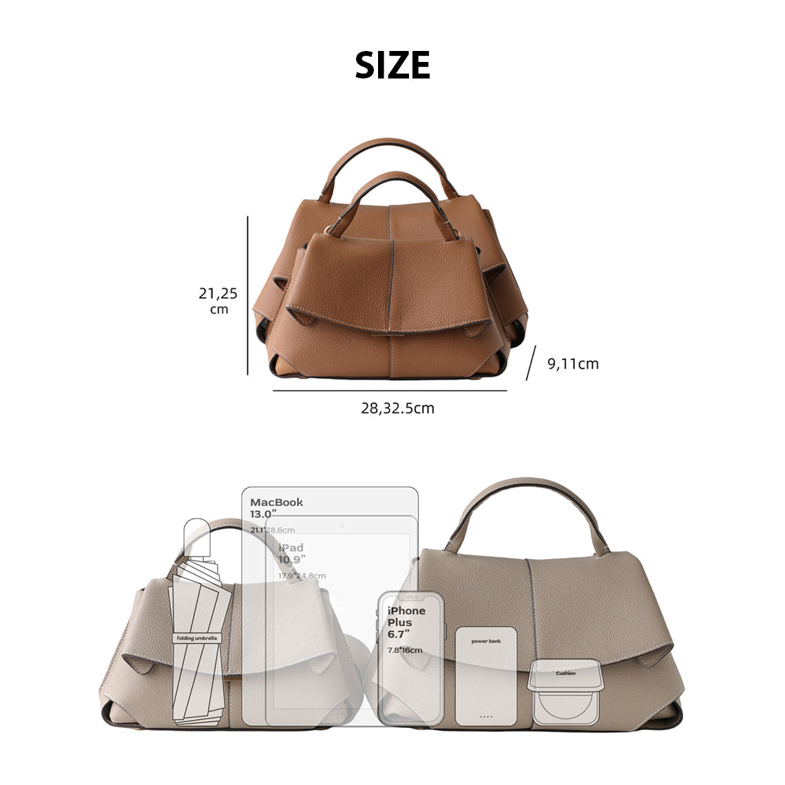 Top Grain Leather Women Smile Bag