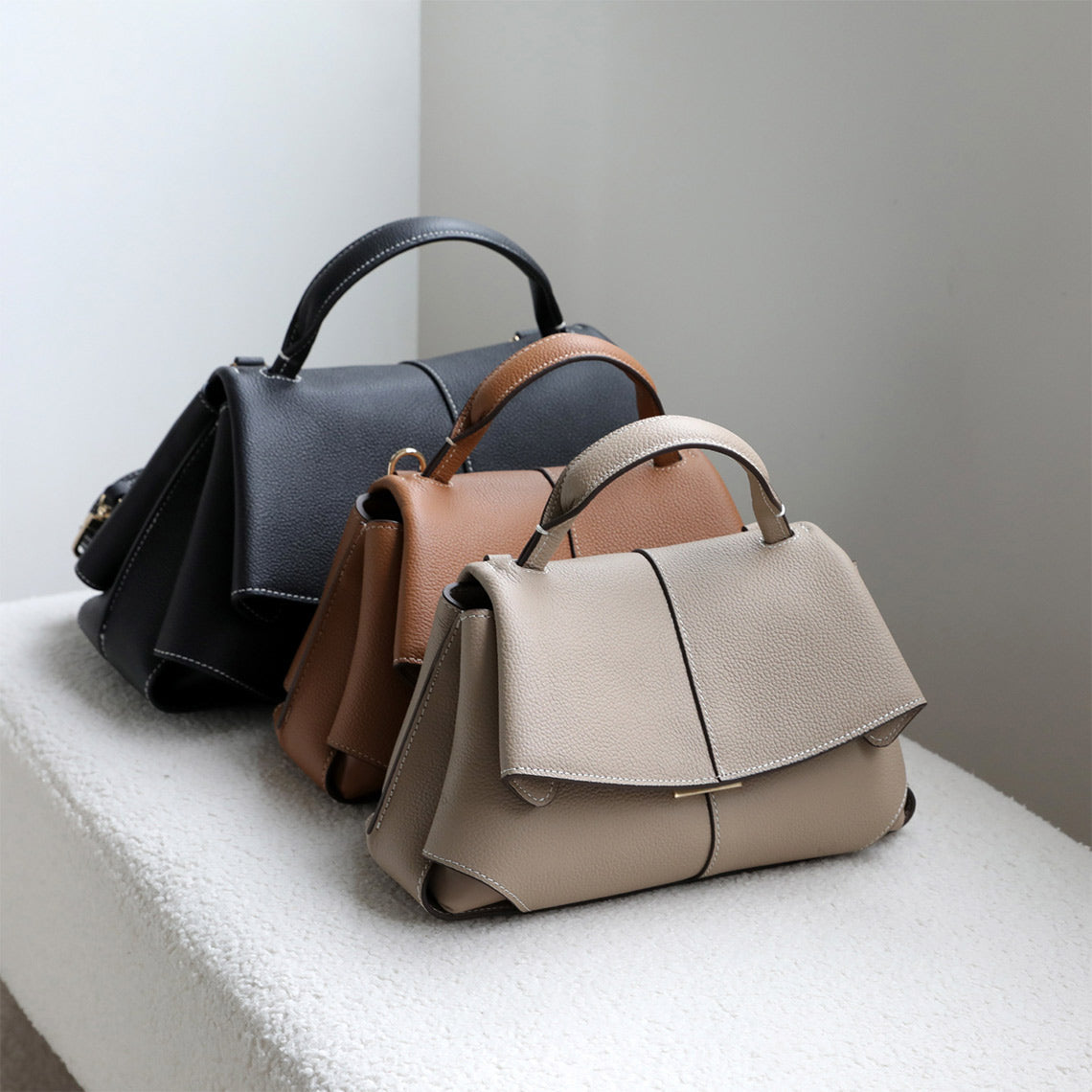 Top Grain Leather Women Smile Bag